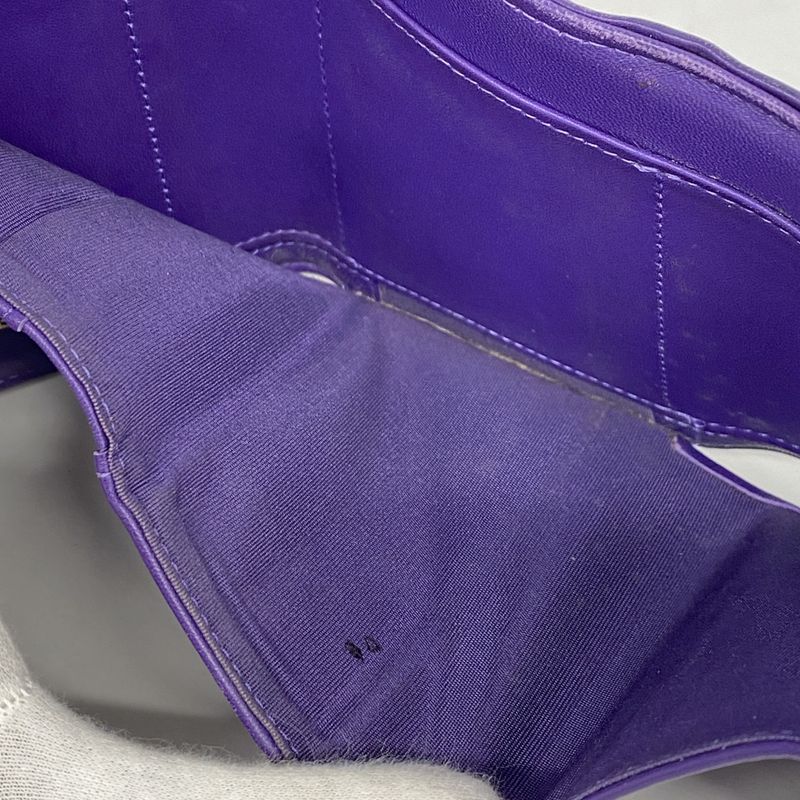 Chanel Trifold Wallet Boy Chanel Lambskin Purple Gold Hardware Women's