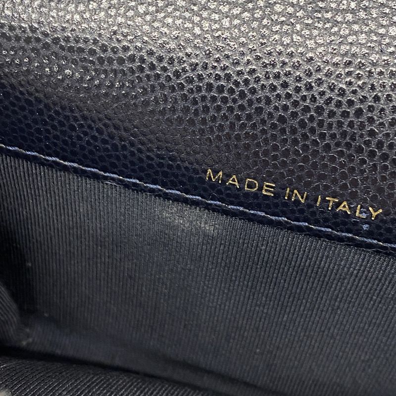 Chanel Card Case Matelasse Caviar Skin Navy Gold Hardware Women's