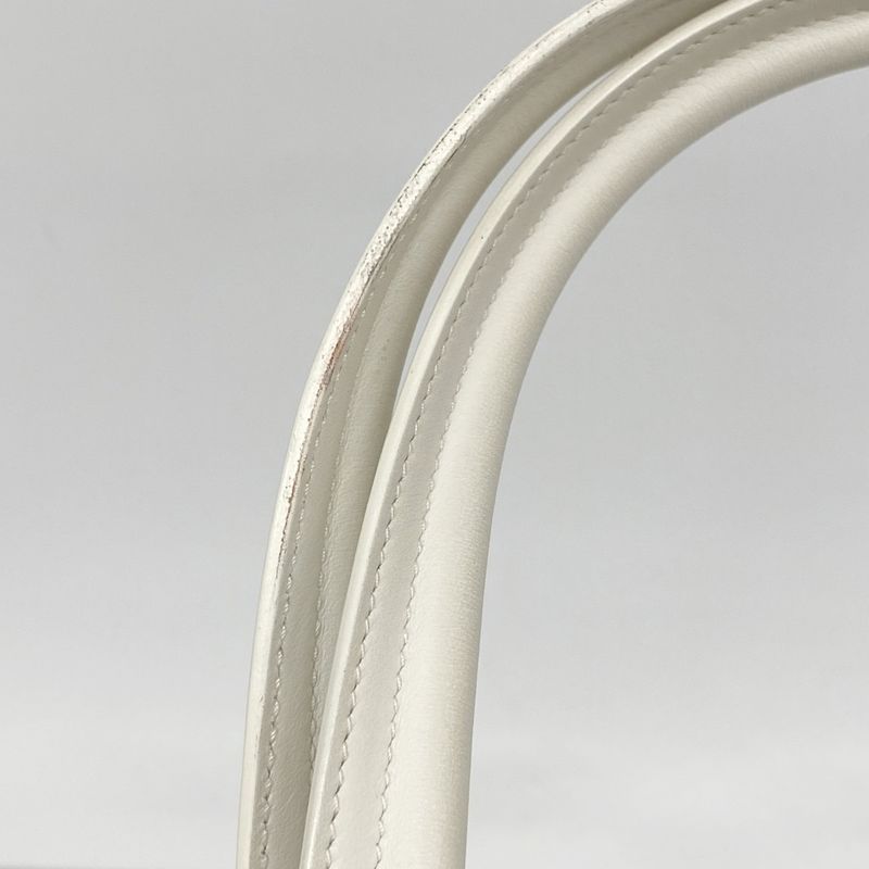 Christian Dior Handbag Vibe Leather White Navy Chien Pangold Hardware Ladies