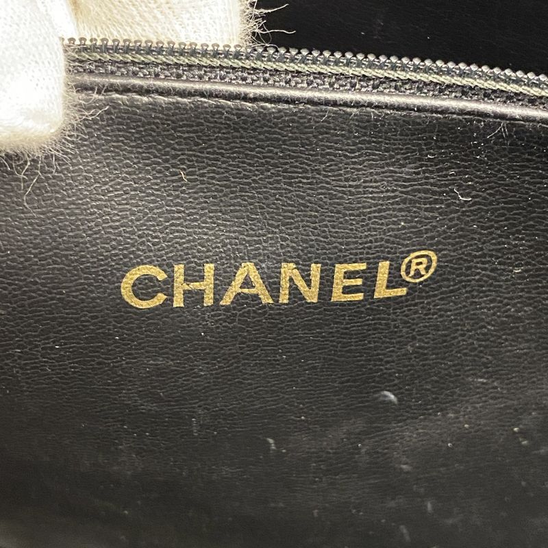 Chanel Tote Bag Matelasse Lambskin Satin Black Gold Hardware Women's