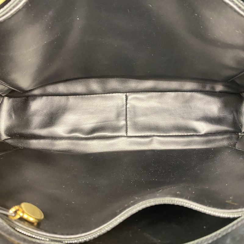 Chanel Tote Bag Matelasse Lambskin Satin Black Gold Hardware Women's