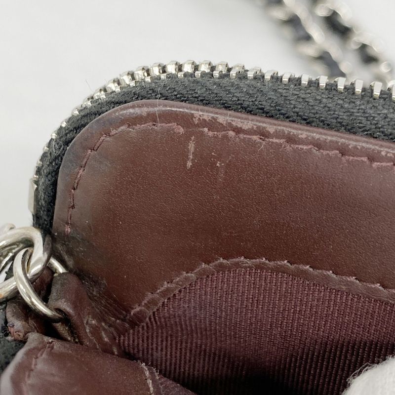 Chanel Shoulder Wallet Matelasse Caviar Skin Black Silver Hardware Women's