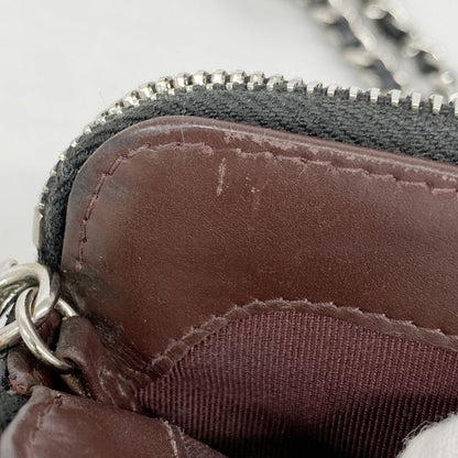 Chanel Shoulder Wallet Matelasse Caviar Skin Black Silver Hardware Women's