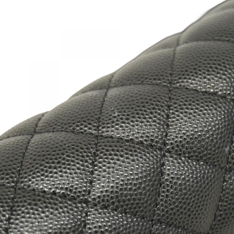 Chanel Shoulder Bag Boy Chanel Caviar Skin Black Silver Hardware Women's