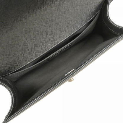 Chanel Shoulder Bag Boy Chanel Caviar Skin Black Silver Hardware Women's