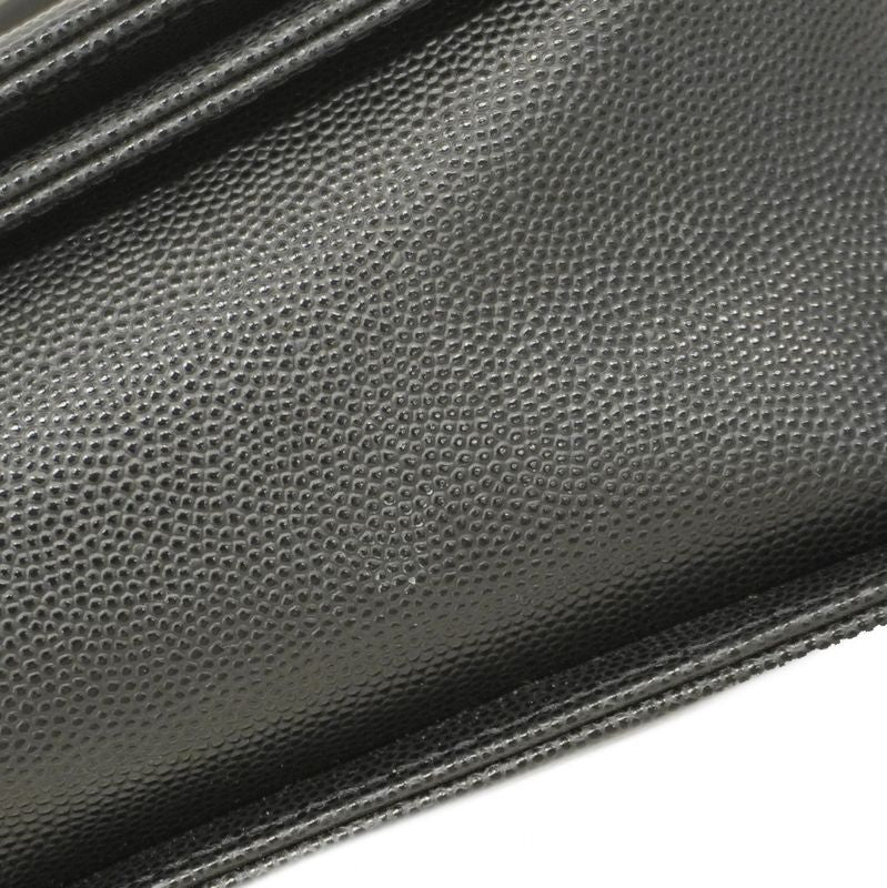 Chanel Shoulder Bag Boy Chanel Caviar Skin Black Silver Hardware Women's