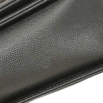 Chanel Shoulder Bag Boy Chanel Caviar Skin Black Silver Hardware Women's