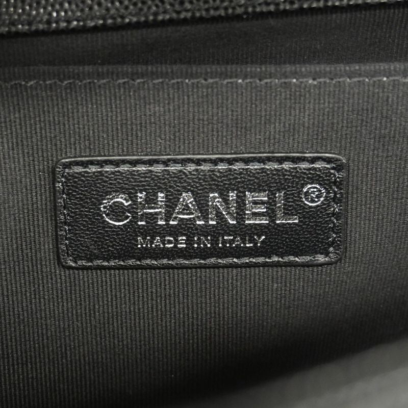 Chanel Shoulder Bag Boy Chanel Caviar Skin Black Silver Hardware Women's