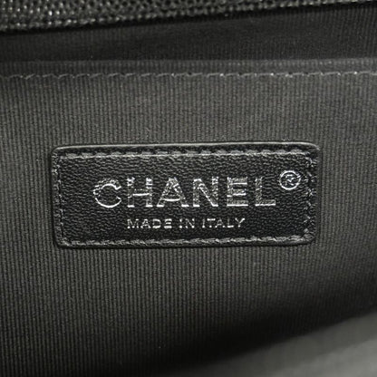 Chanel Shoulder Bag Boy Chanel Caviar Skin Black Silver Hardware Women's