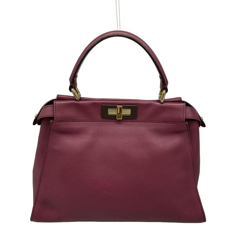 Fendi Handbag Peekaboo Iconic Medium 8bn290 Bordeaux Leather