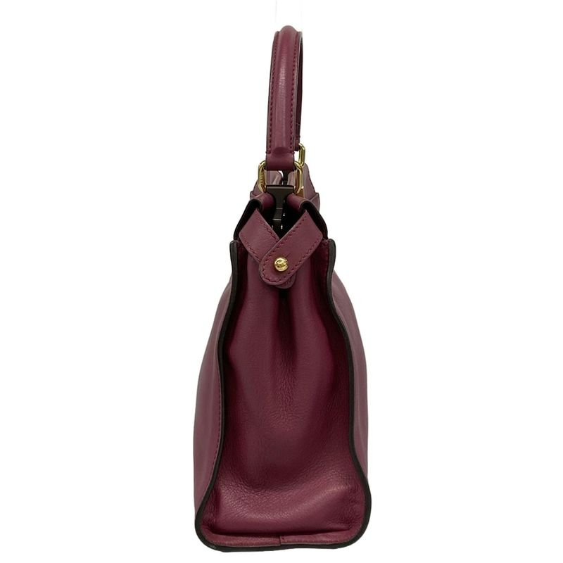 Fendi Handbag Peekaboo Iconic Medium 8bn290 Bordeaux Leather