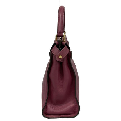 Fendi Handbag Peekaboo Iconic Medium 8bn290 Bordeaux Leather