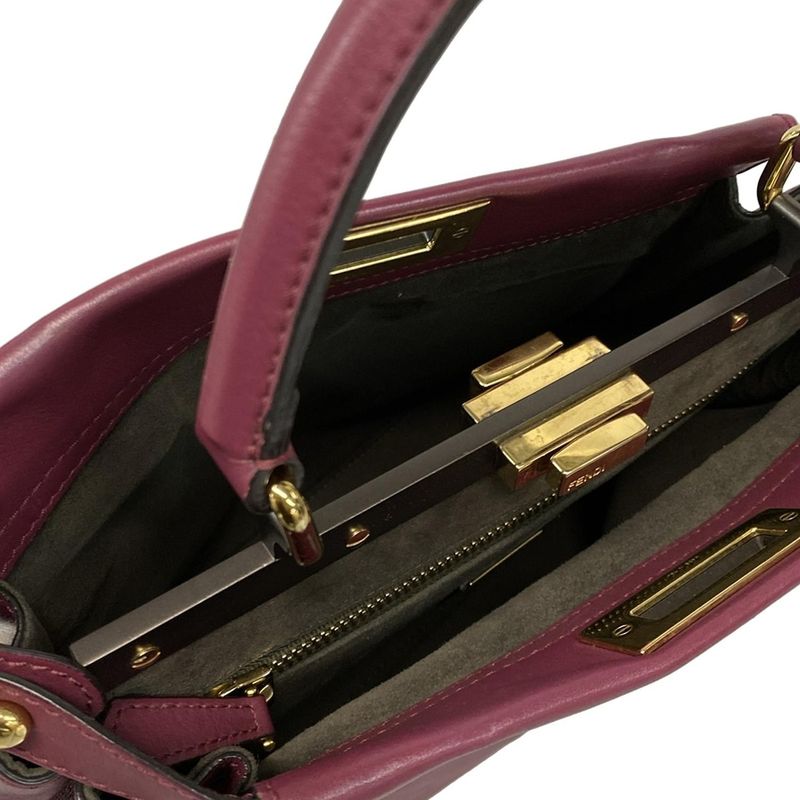 Fendi Handbag Peekaboo Iconic Medium 8bn290 Bordeaux Leather