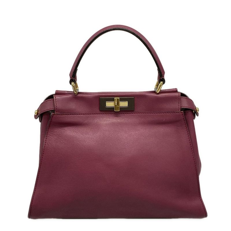 Fendi Handbag Peekaboo Iconic Medium 8bn290 Bordeaux Leather