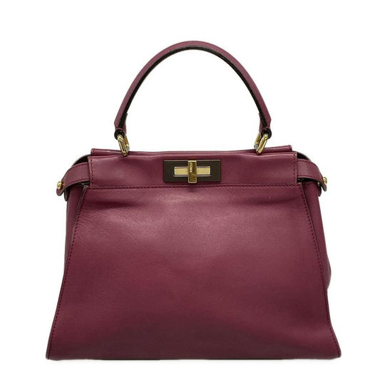 Fendi Handbag Peekaboo Iconic Medium 8bn290 Bordeaux Leather