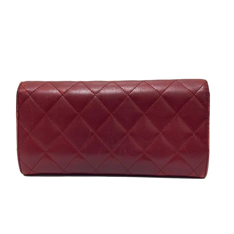 Chanel Long Wallet Matelasse Bordeaux Silver Hardware Lambskin