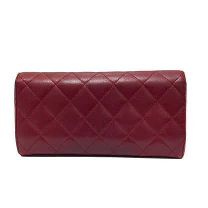 Chanel Long Wallet Matelasse Bordeaux Silver Hardware Lambskin