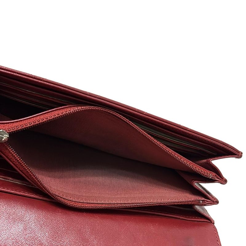 Chanel Long Wallet Matelasse Bordeaux Silver Hardware Lambskin