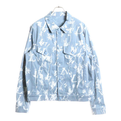 Louis Vuitton 22aw Dna Leaf All-Over Pattern Denim Jacket Blue/white Rm222q Nf1