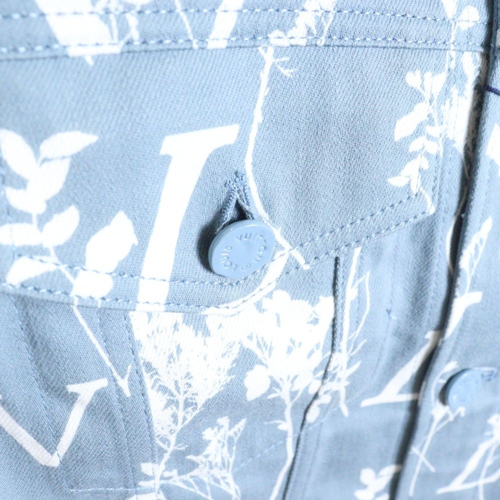 Louis Vuitton 22aw Dna Leaf All-Over Pattern Denim Jacket Blue/white Rm222q Nf1