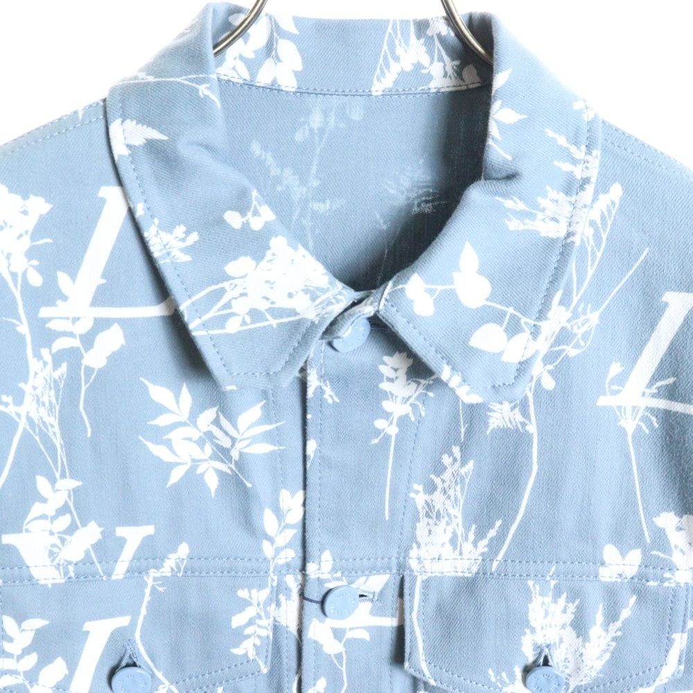 Louis Vuitton 22aw Dna Leaf All-Over Pattern Denim Jacket Blue/white Rm222q Nf1