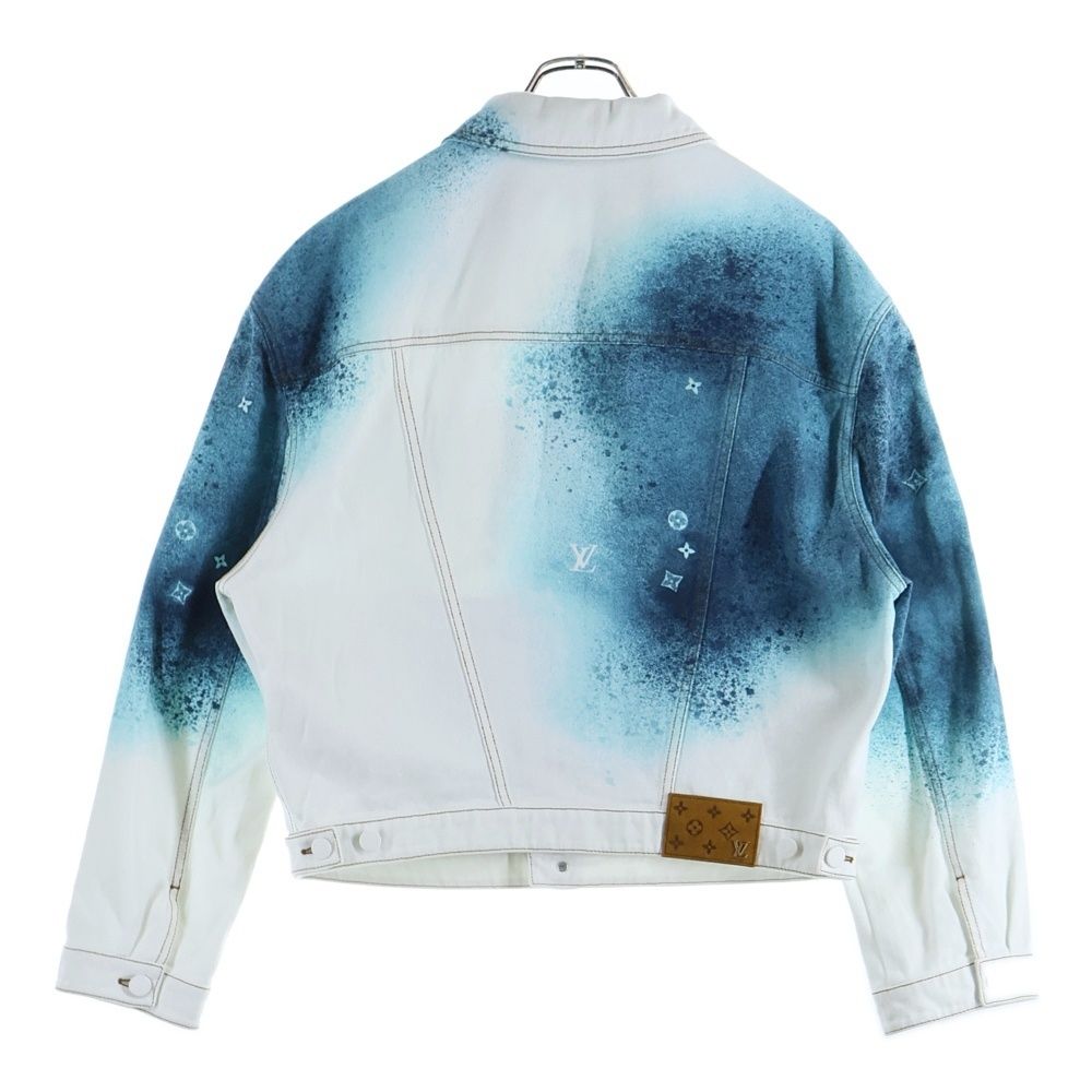 Louis Vuitton 23ss Spray Monogram Denim Trucker Jacket White/blue Rm231m U14