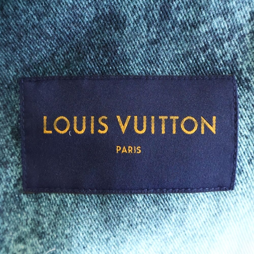 Louis Vuitton 23ss Spray Monogram Denim Trucker Jacket White/blue Rm231m U14