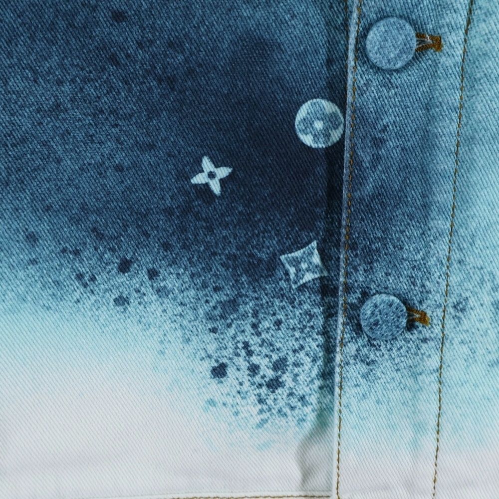 Louis Vuitton 23ss Spray Monogram Denim Trucker Jacket White/blue Rm231m U14