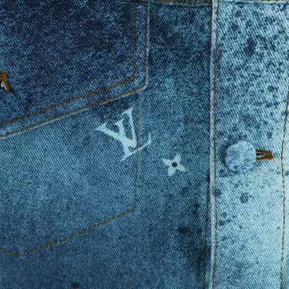 Louis Vuitton 23ss Spray Monogram Denim Trucker Jacket White/blue Rm231m U14