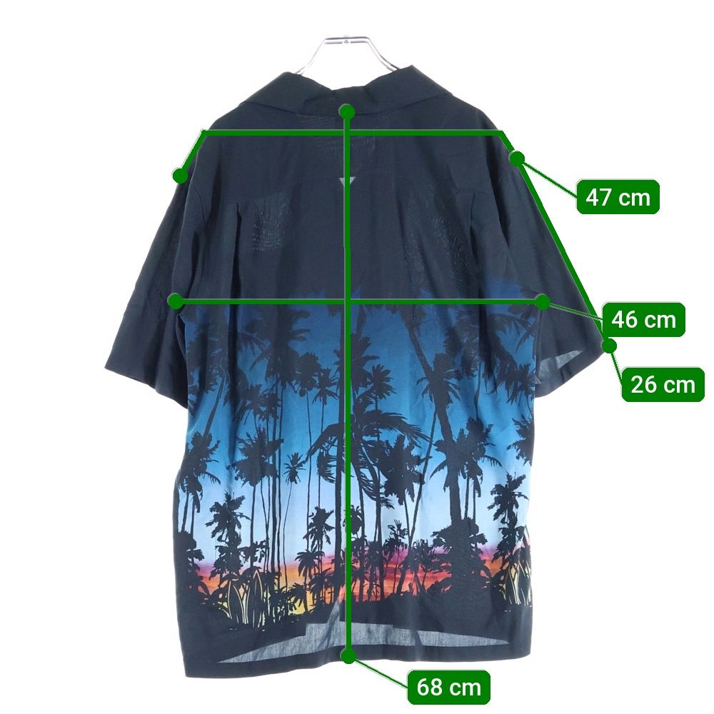 Celine Sunset Print Loose Haw Aiian Short Sleeve Shirt Rayon Black/blue