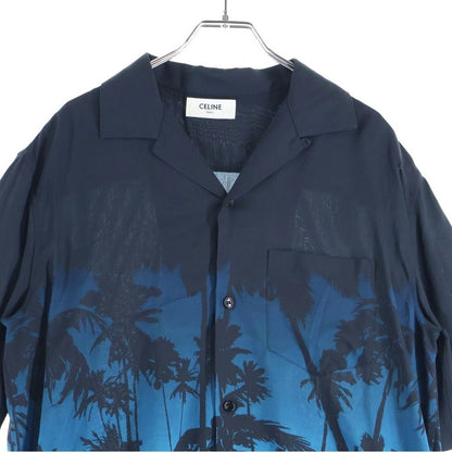 Celine Sunset Print Loose Haw Aiian Short Sleeve Shirt Rayon Black/blue