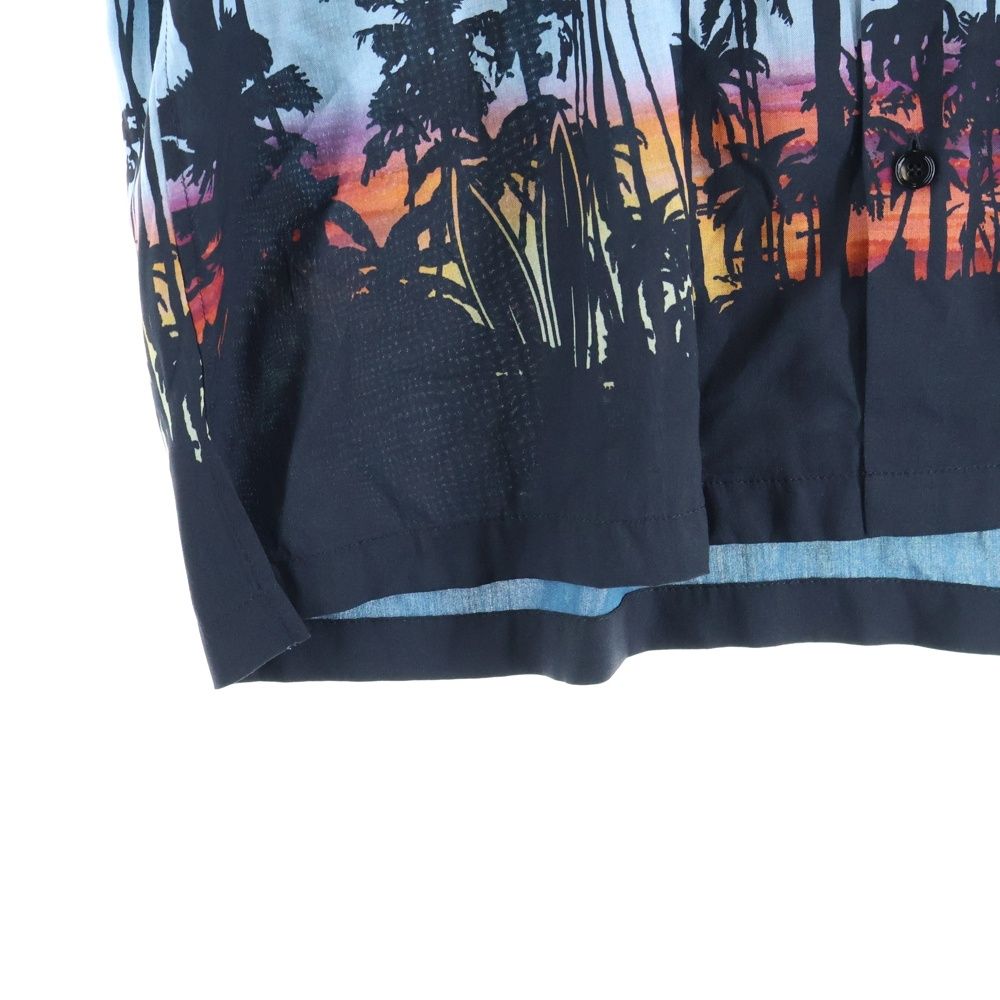 Celine Sunset Print Loose Haw Aiian Short Sleeve Shirt Rayon Black/blue