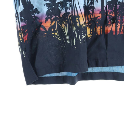 Celine Sunset Print Loose Haw Aiian Short Sleeve Shirt Rayon Black/blue