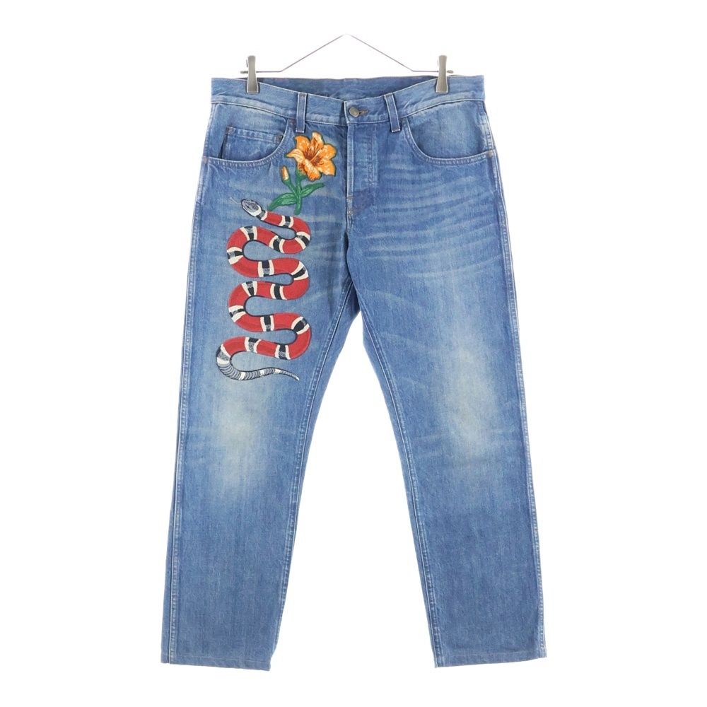 Gucci 17aw Snake Embroidery Denim Pant Snake Embroidery Denim Pants Embroidery
