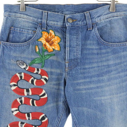 Gucci 17aw Snake Embroidery Denim Pant Snake Embroidery Denim Pants Embroidery