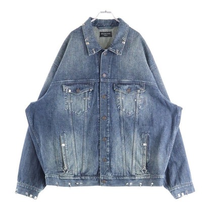Balenciaga 24ss Earrings Processed Oversize D Denim Jacket Indigo