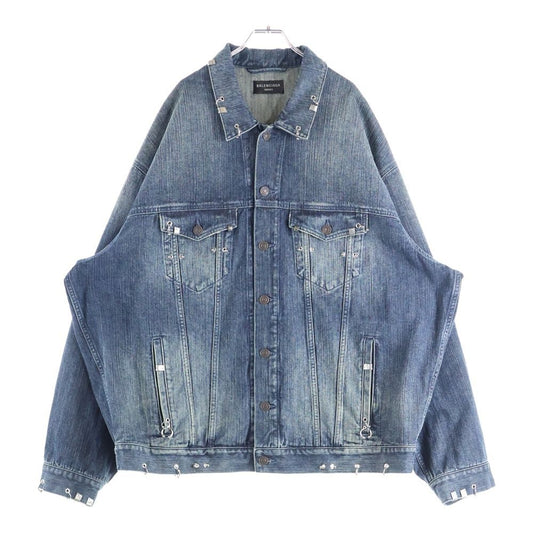 Balenciaga 24ss Earrings Processed Oversize D Denim Jacket Indigo