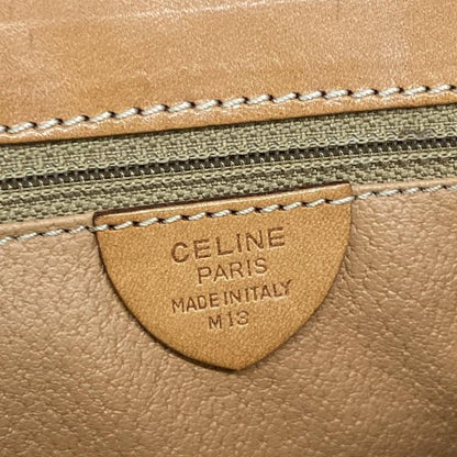 Celine Handbag Macadam Pattern Dark Brown X Brown Leather