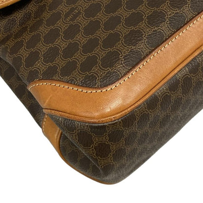 Celine Handbag Macadam Pattern Dark Brown X Brown Leather