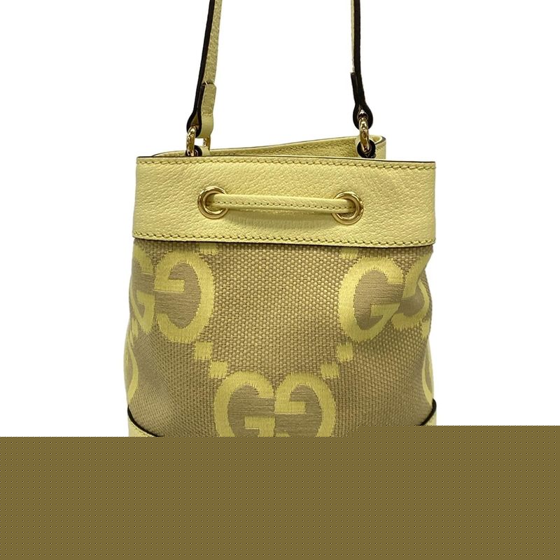Gucci Shoulder Bag Jumbo GG Mini Bucket Bag 550620 Light Yellow Drawstring