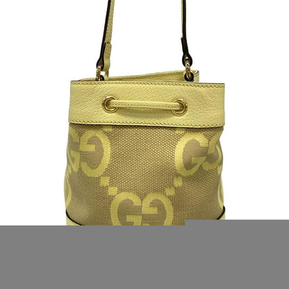 Gucci Shoulder Bag Jumbo GG Mini Bucket Bag 550620 Light Yellow Drawstring