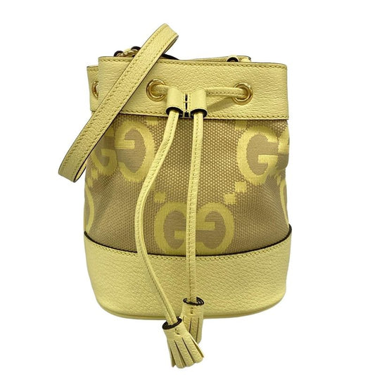 Gucci Shoulder Bag Jumbo GG Mini Bucket Bag 550620 Light Yellow Drawstring