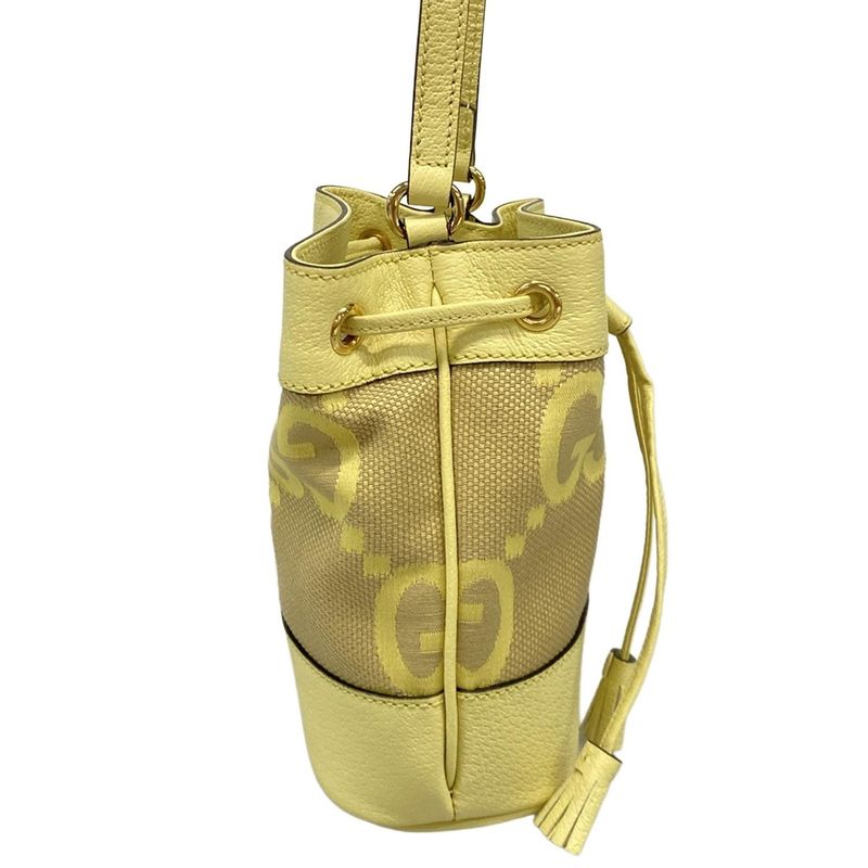 Gucci Shoulder Bag Jumbo GG Mini Bucket Bag 550620 Light Yellow Drawstring