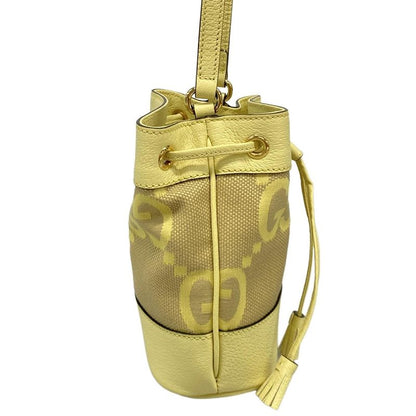 Gucci Shoulder Bag Jumbo GG Mini Bucket Bag 550620 Light Yellow Drawstring