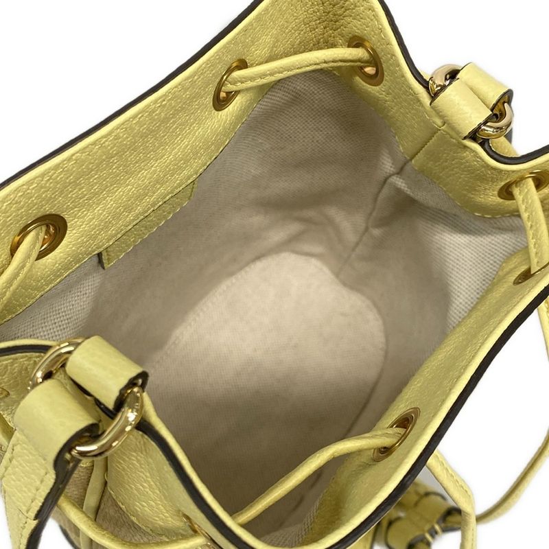 Gucci Shoulder Bag Jumbo GG Mini Bucket Bag 550620 Light Yellow Drawstring