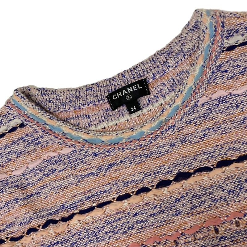Chanel Dress Size 34 S Women's - P58550 Pink X Blue X Multi Knit Tweed Short