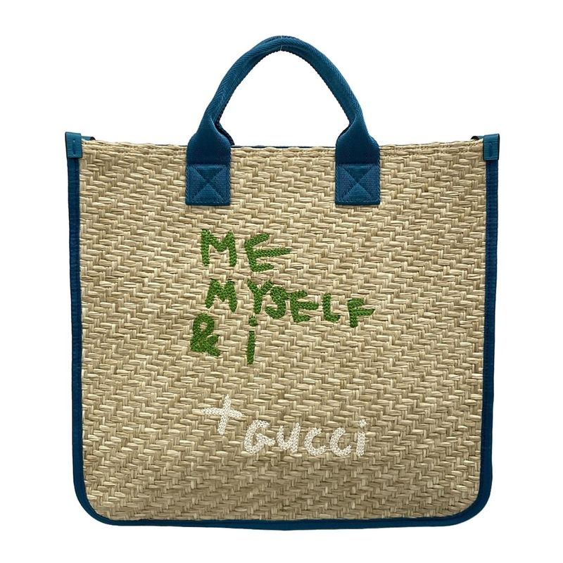 Gucci Tote Bag Children 605831 Beige X Blue Green X Multi Embroidery