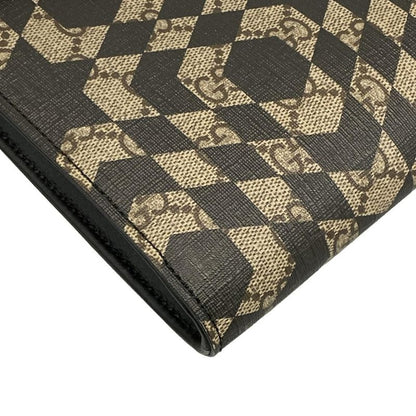 Gucci Clutch Bag GG Kaleido Supreme Canvas Portfolio 406725 Beige X Dark Brown