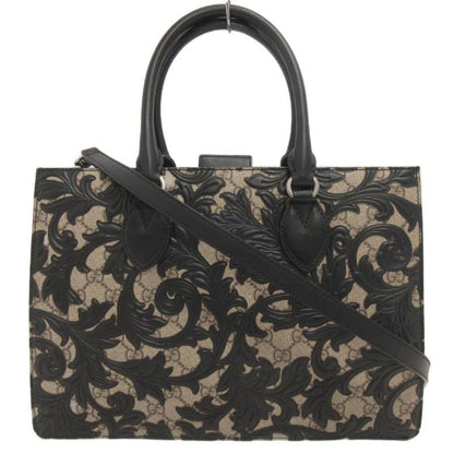 Gucci Arabesque GG Supreme Shoulder Bag 409531 Beige Black