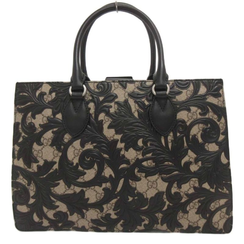 Gucci Arabesque GG Supreme Shoulder Bag 409531 Beige Black